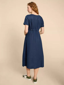 Ivy Linen Midi Dress Blue