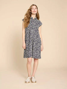 EVERLY PRINTED JERSEY SHIRT DRESS